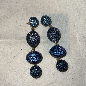 J. crew 4 drop crystal earrings blue
